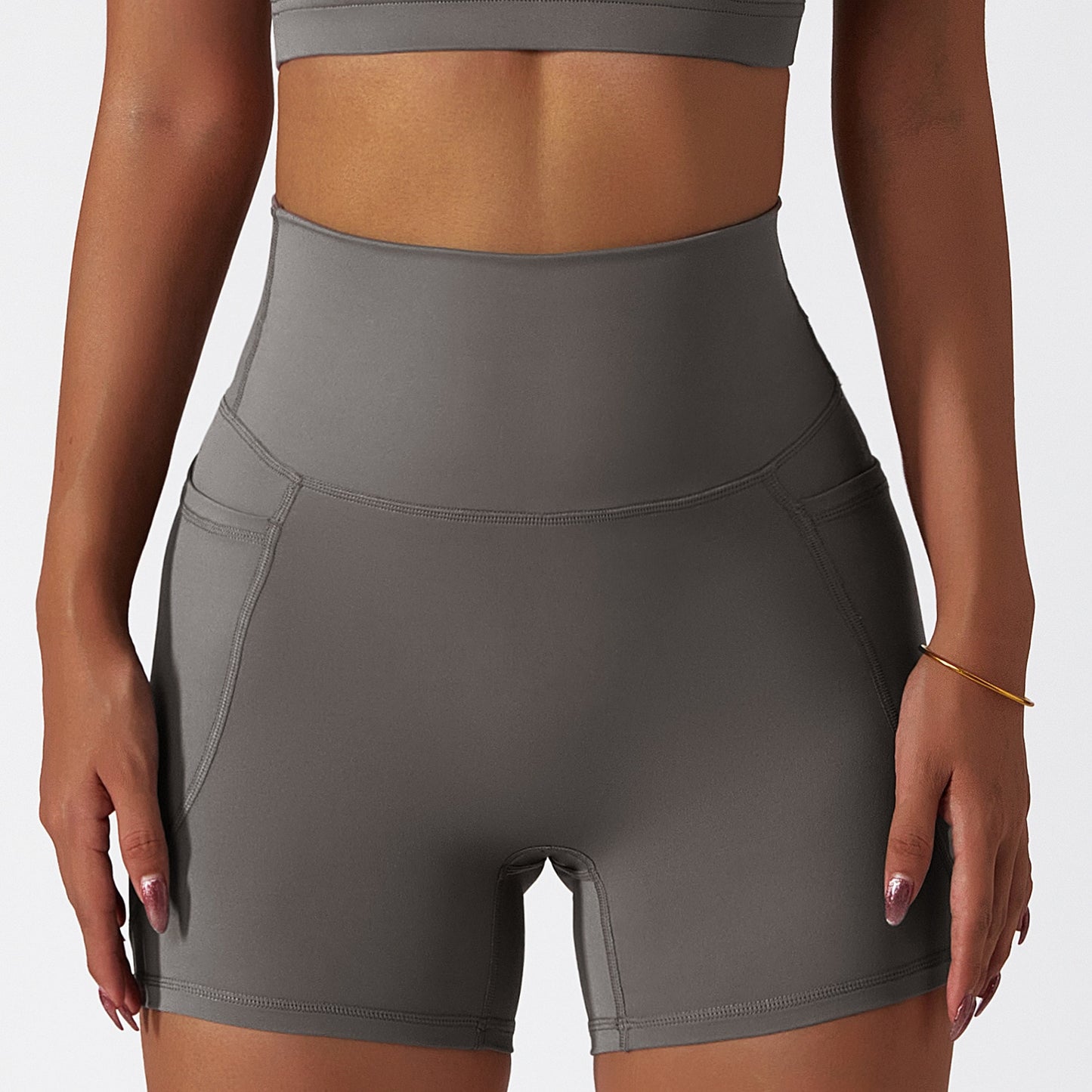 High Waist Yoga Shorts With Pockets