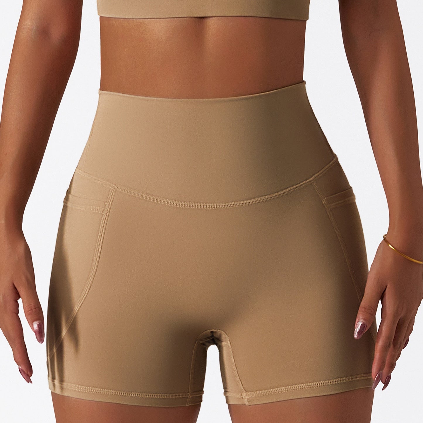 High Waist Yoga Shorts With Pockets