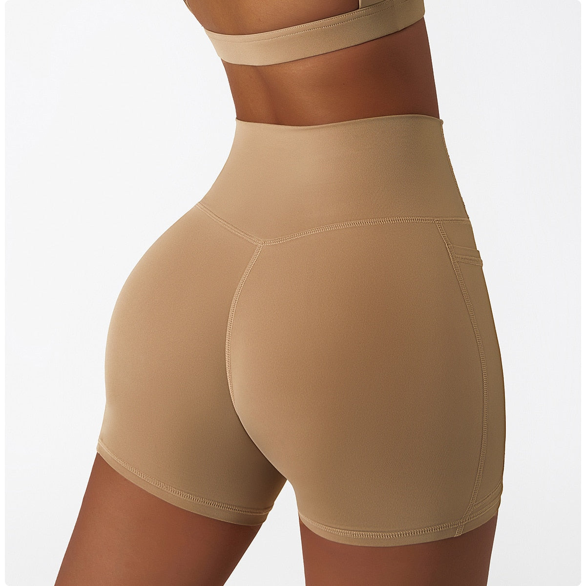 High Waist Yoga Shorts With Pockets