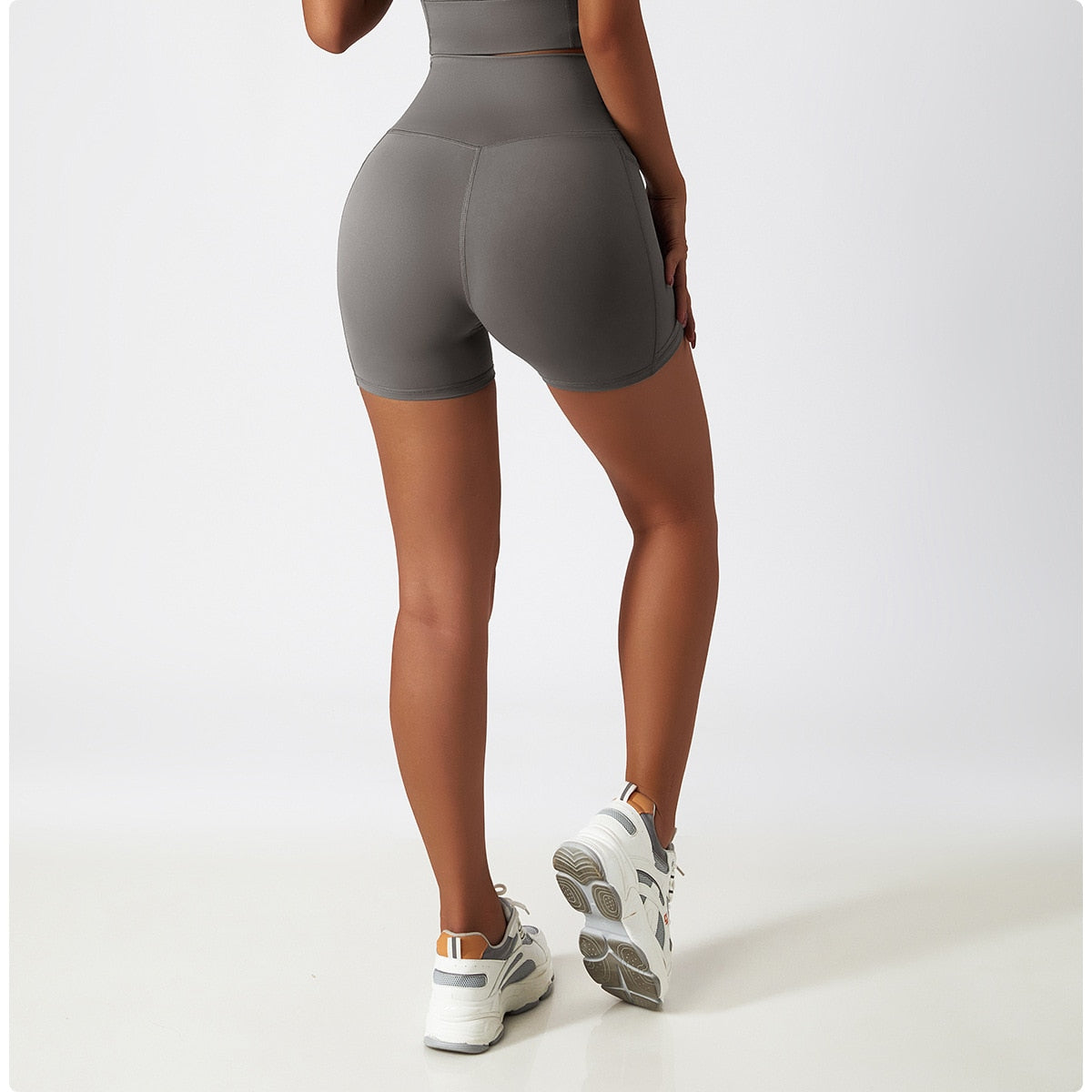 High Waist Yoga Shorts With Pockets